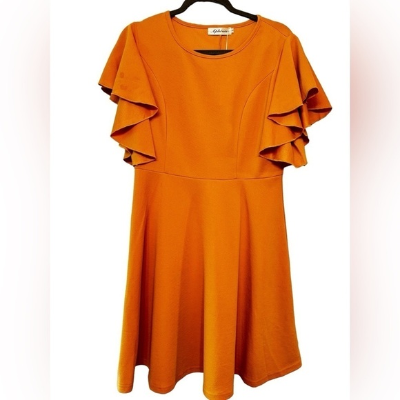 Aphratti Flutter Sleeve Skater Dress Size L - Picture 2 of 6